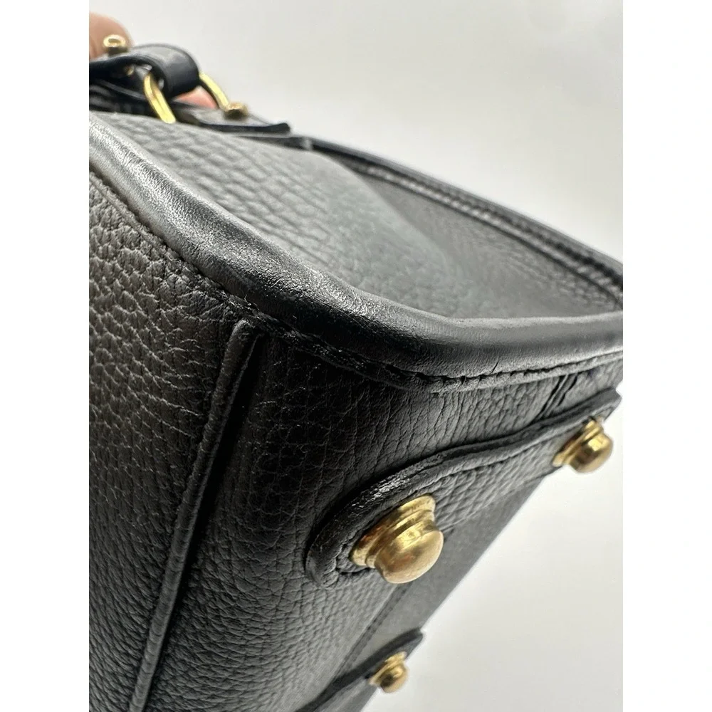 Vintage Dooney & Bourke AWL Essex Crossbody Bag Black Leather Gold Hardware
